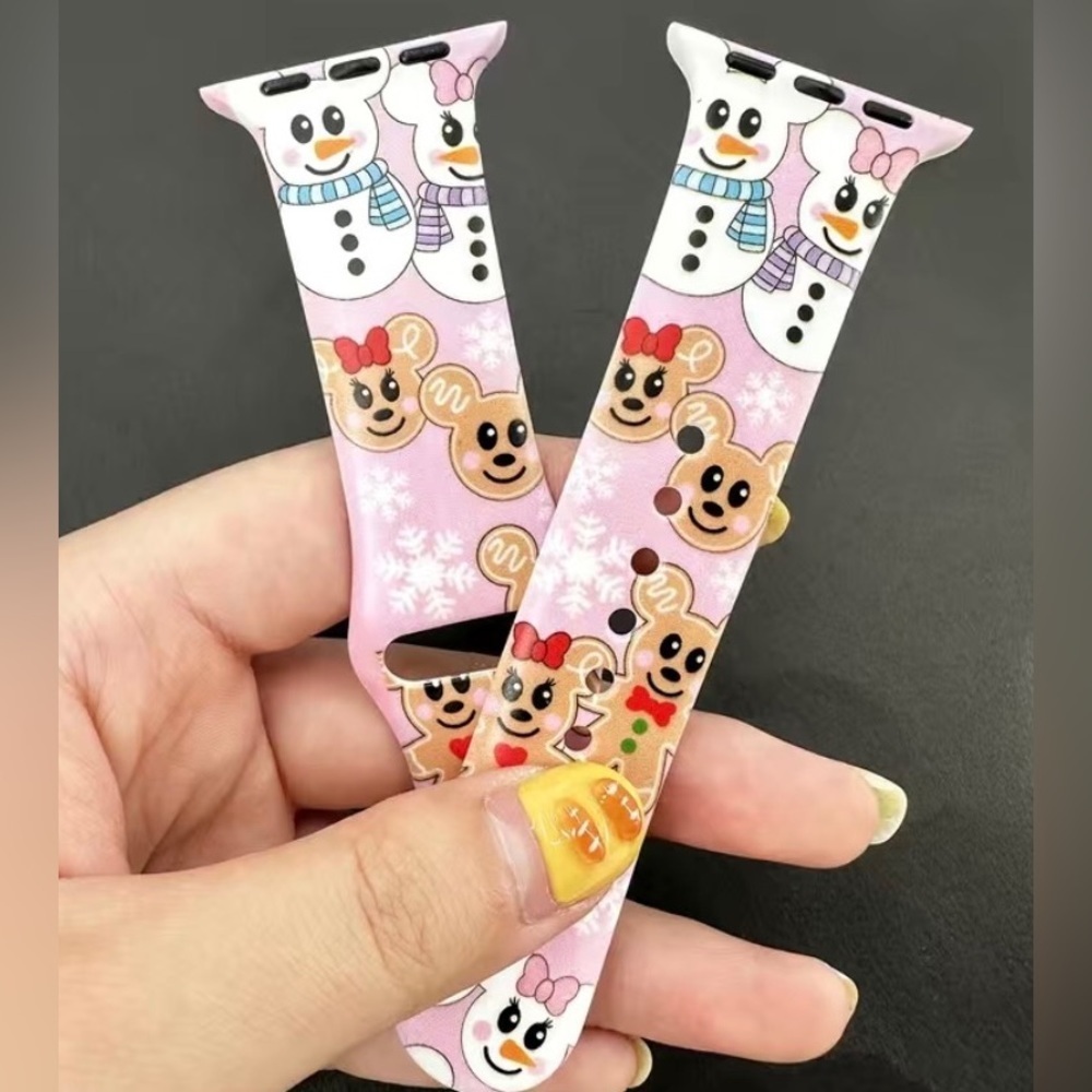 Mickey Mouse inspired snowman and gingerbread ears iWatch band.
